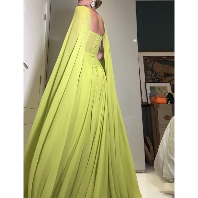 Beach Wedding A-Line Evening Gown Elegant Dress Formal Wedding Guest Floor Length Sleeveless Strapless Capes Chiffon with Ruched2