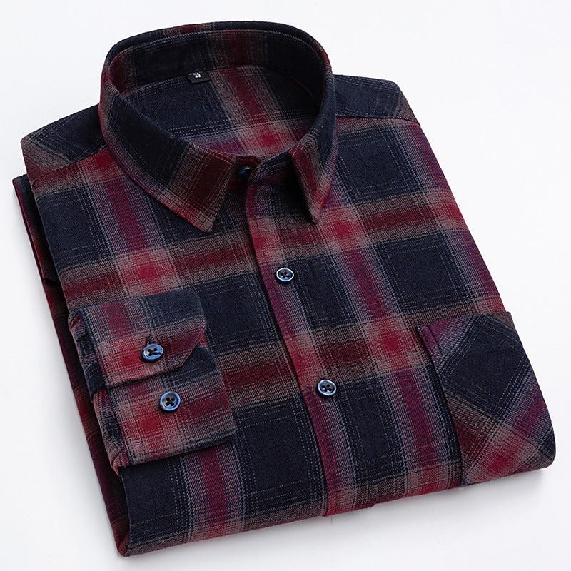 Men's Dress Shirt Stripes and Plaid Wedding Office & Career Light Pink Dark Red Yellow Light Green Turndown All Seasons Clothing Apparel4