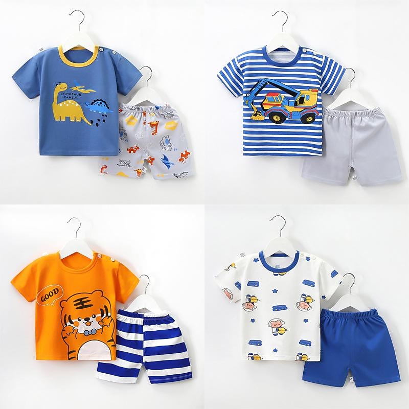 2 Pieces Toddler Boys' T-shirt & Shorts Outfit Cartoon Short Sleeve Cotton Set School Adorable Daily Summer Spring 3-7 Years B60 B73 B522