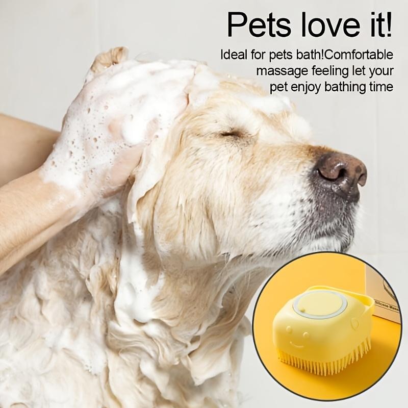 Dog Bath Brush, Softness Silicone Pet Brush For Dog &amp; Cat, Dog Hair Massage Bath Brush With Shower Gel Dispenser4