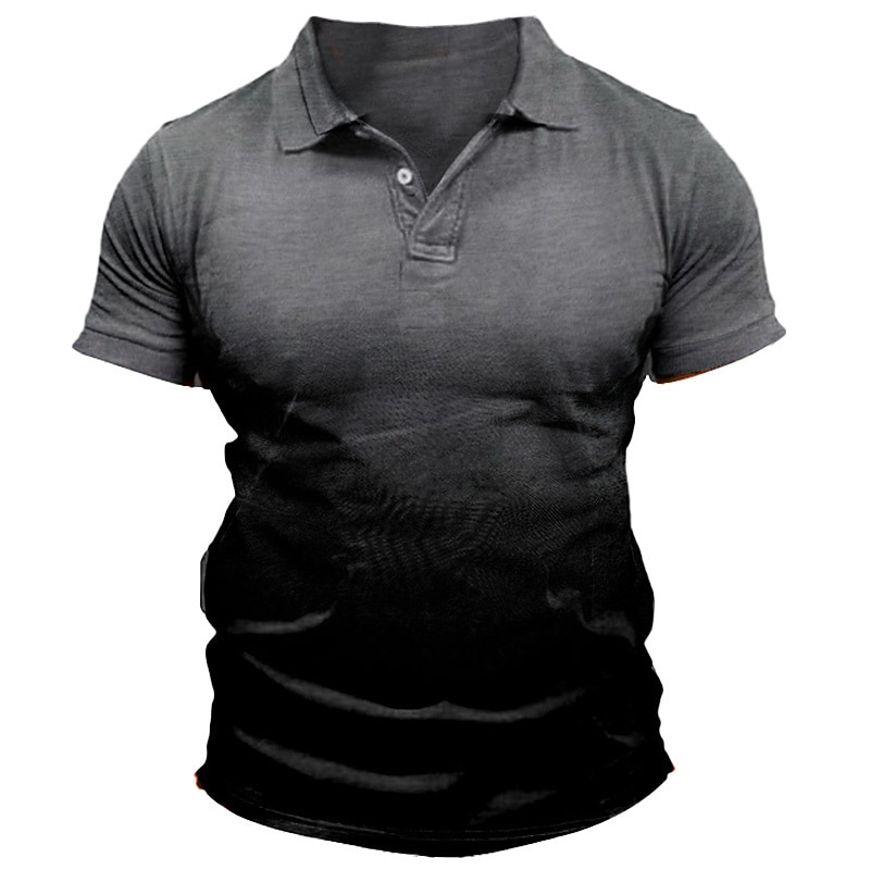 Men's Sport Polo Polo Shirt Casual Holiday Lapel Short Sleeve Fashion Basic Gradient Button Summer Regular Fit Wine White Gray Sport Polo4