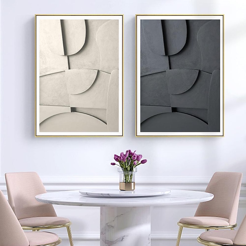 Black And White Abstract Texture 3d Geometry Art Painting On Canvas Prints Modern Minimal Wall Decor Sculptural Poster Pictures3