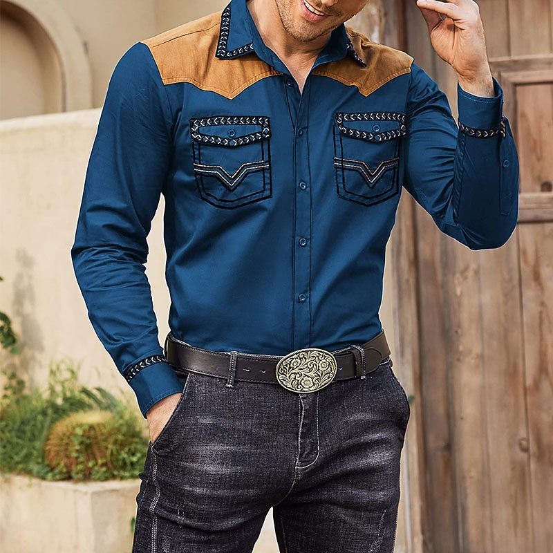 Men's Graphic Prints Cowboy Shirt Western Shirt Cowboy Shirt Long Sleeve Fashion Streetwear Designer Outdoor Daily Fall & Winter Turndown Print Black Red Blue Khaki4