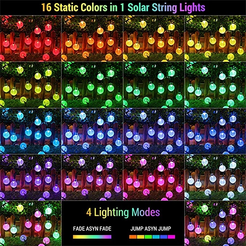 Solar Globe String Lights Outdoor 6M 30 LED Color Changing Solar String Lights with Remote Waterproof Crystal Ball Christmas Solar Patio Lights for Garden Gazebo Porch Yard Bistro2