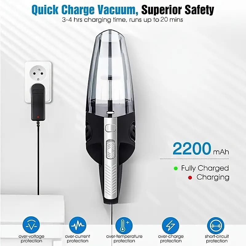 Portable Handheld Rechargeable Wireless Car Vacuum High Power Cordless Car Vacuum Cleaner Quick Charge for Car Home Pet Hair3