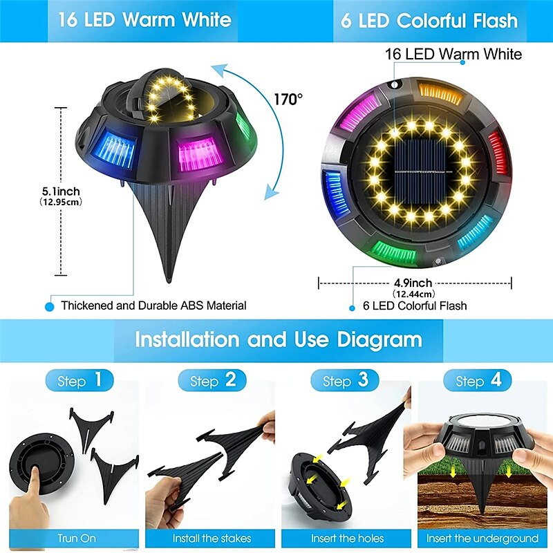 2Pcs Path Light 22 LED Buried Solar Lamp Under Ground Solar Light IP65 Outdoor Lawn Yard Pathway Garden Lights Decor Solar Light3