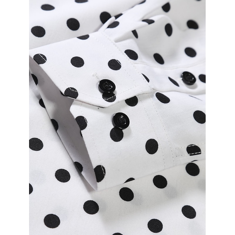 Men's Shirt Summer Shirt Casual Shirt Button Up Shirt Black White Pink Blue Long Sleeve Polka Dot Lapel Vacation Daily Clothing Apparel Fashion Casual Comfortable4