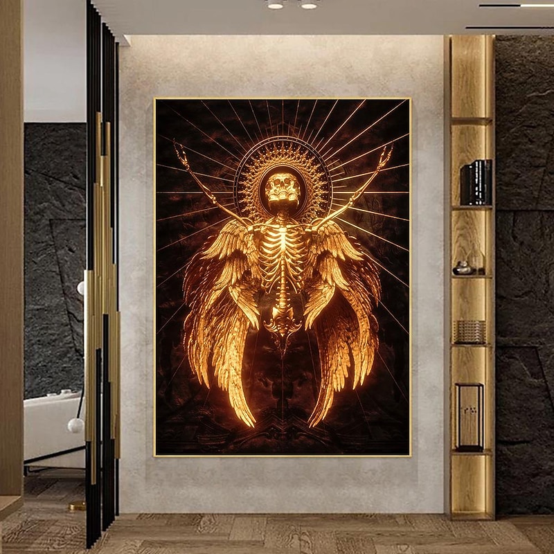 Skull Statue Wall Art Canvas Prints Painting Artwork Picture Nordic Sculpture Modern Home Decoration Décor Rolled Canvas No Frame Unframed Unstretched2