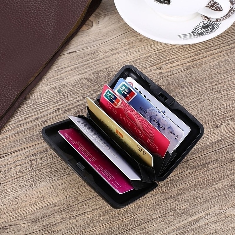 Pocket Business Id Credit Cards Wallet Holder Case Aluminum Metal Men Waterproof Business Id Credit Card Wallet Plastic Pouch4