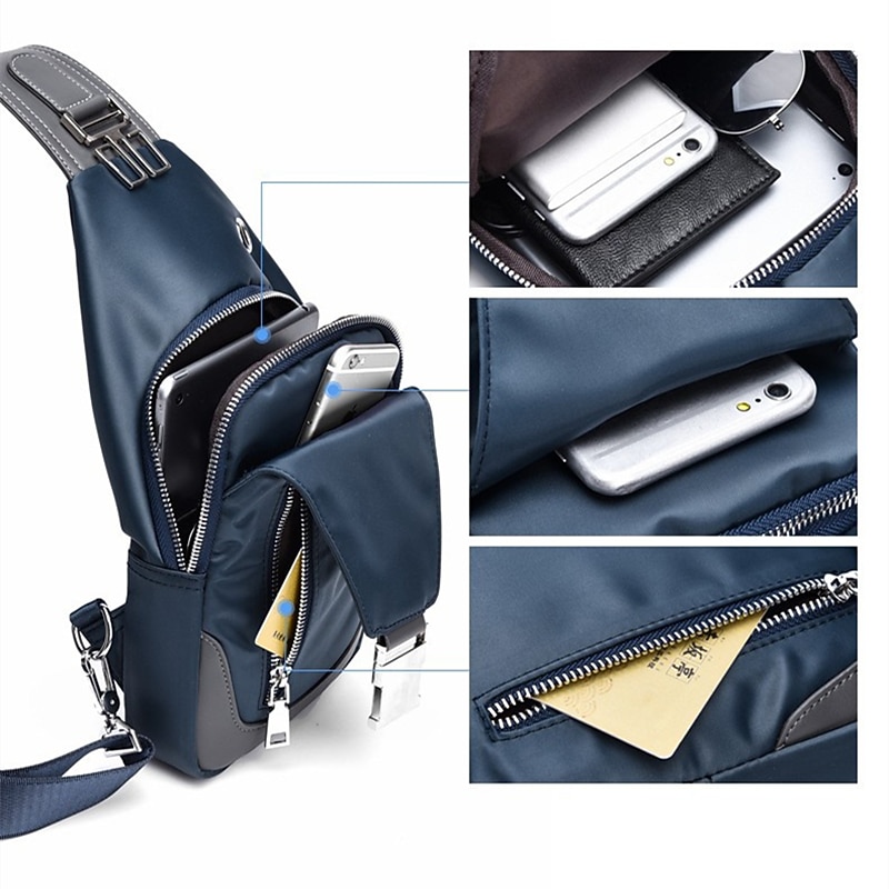 Men's Chest Bag Fashion Korean Style Casual Sports Water Proof Oxford Chest Crossbody Bags for Men Shoulder Messenger Bag3