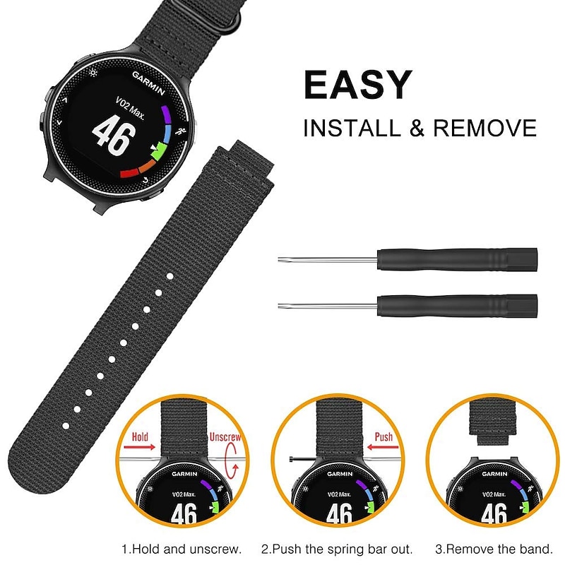 Watch Band for Garmin Forerunner 735XT / 630/620/235/230/220 Approach S20 / S6 / S5 Nylon Replacement  Strap with Removal Tool Adjustable Breathable Sport Band Wristband4