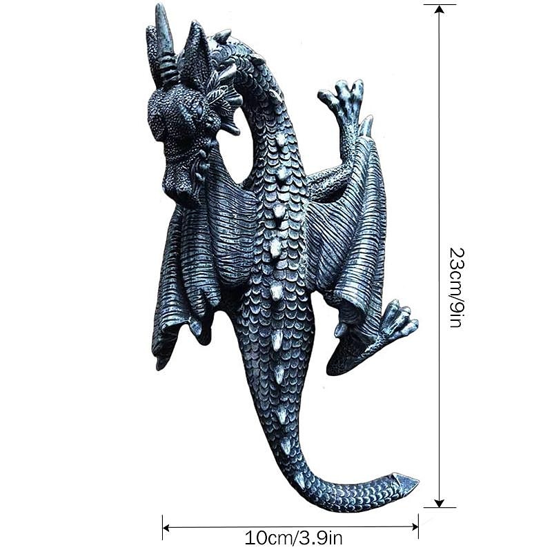 Horned Dragon Wall Sculpture, Polyresin, Grey Stone, Gothic &amp; Medieval Decor, Desktop And Shelf Decorations, Decorative Office Gifts For Men3