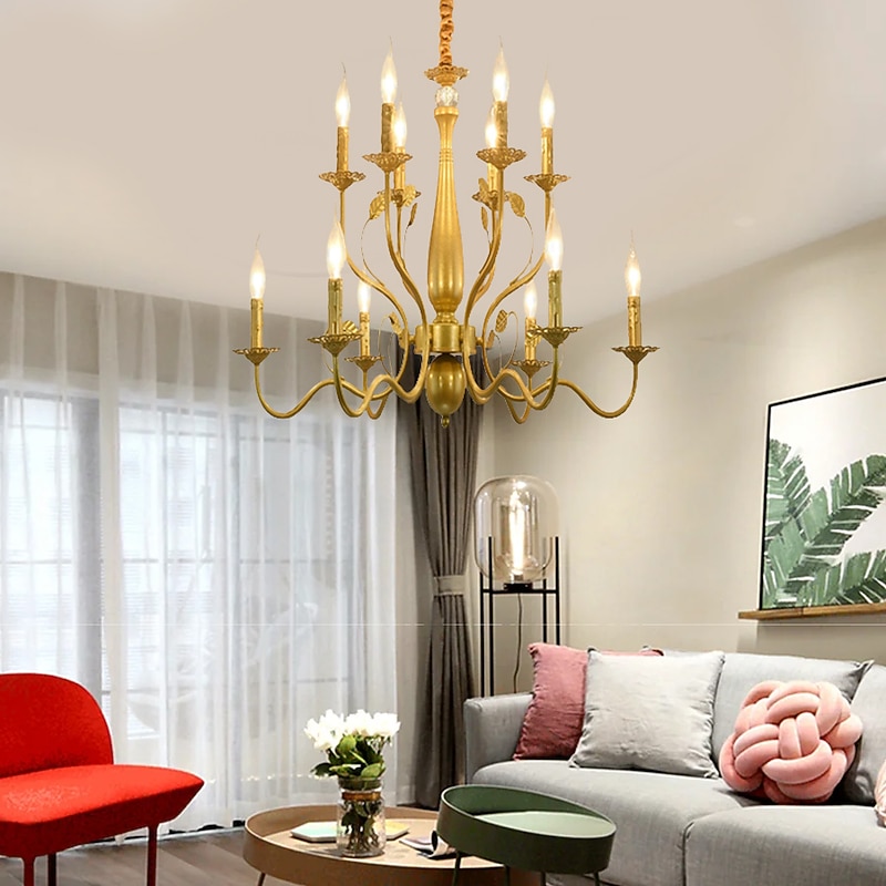 LED Pendant Light 6/12/16 Lights Farmhouse Pendant Light Rustic Industrial Iron Candle Ceiling Light for Dining Room Lighting Fixture Hanging Candle Hanging Pendant Light E14 Base3