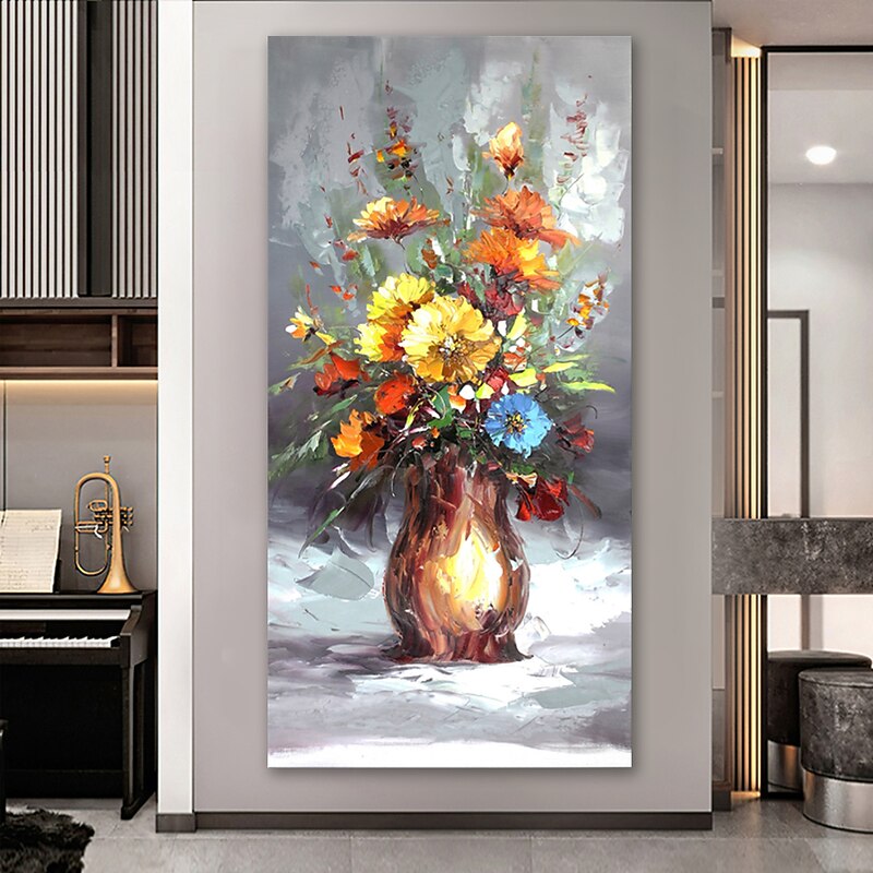 Oil Painting Handmade Hand Painted Wall Art Abstract Still Life Beautiful Flower Bonsai Home Decoration Decor Rolled Canvas No Frame Unstretched