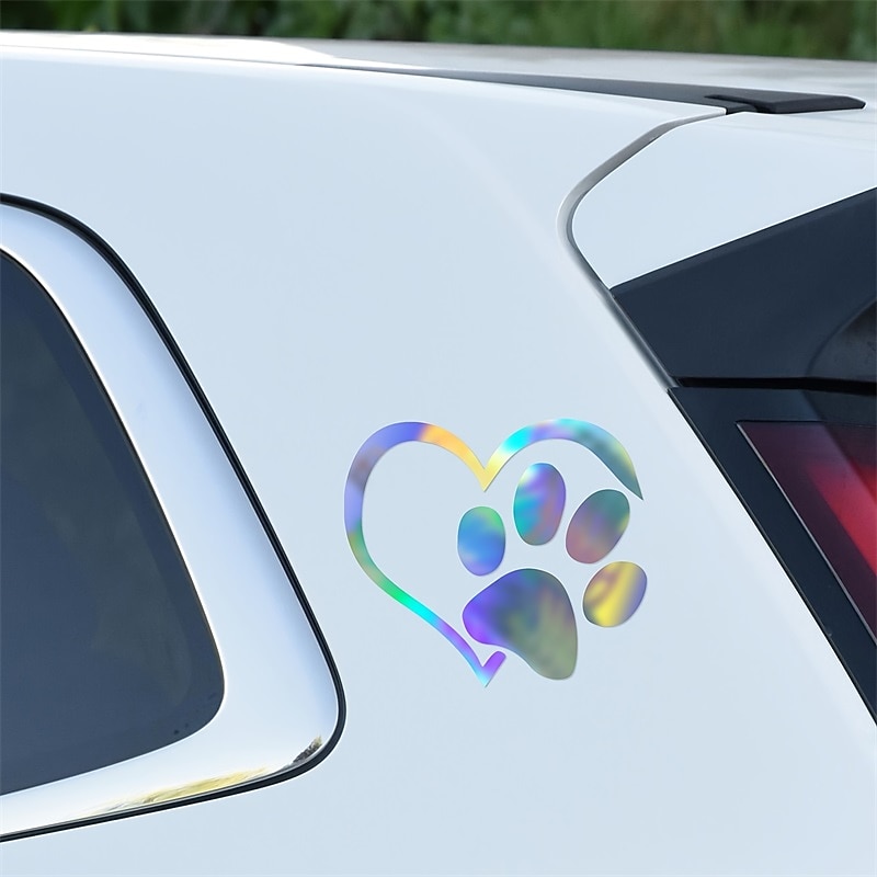 Reflective Love Heart Footprint Sticker Car Sticker Dog Paw Stickers Vinyl Decals Stickers For Cars Trucks Windows Walls Laptops Cute Decoration3