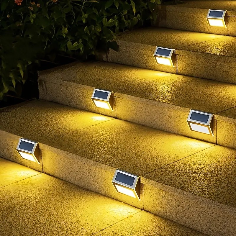 Solar Step Lights Outdoor Wall Lights 2/4 pcs Deck Fence Lights Stair Waterproof Garden Patio Outdoor Wall Lights Solar Waterproof Lighting Decoration Lamp