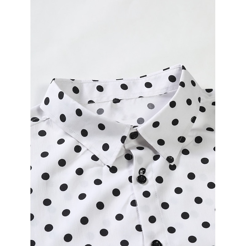 Men's Shirt Summer Shirt Casual Shirt Button Up Shirt Black White Pink Blue Long Sleeve Polka Dot Lapel Vacation Daily Clothing Apparel Fashion Casual Comfortable3