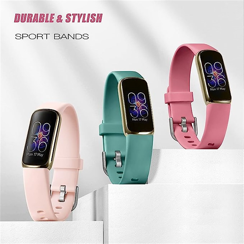 6 Pack Smart Watch Band Compatible with Fitbit Luxe Soft Silicone Smartwatch Strap Adjustable Solo Loop Women Men Sport Band Replacement  Wristband4