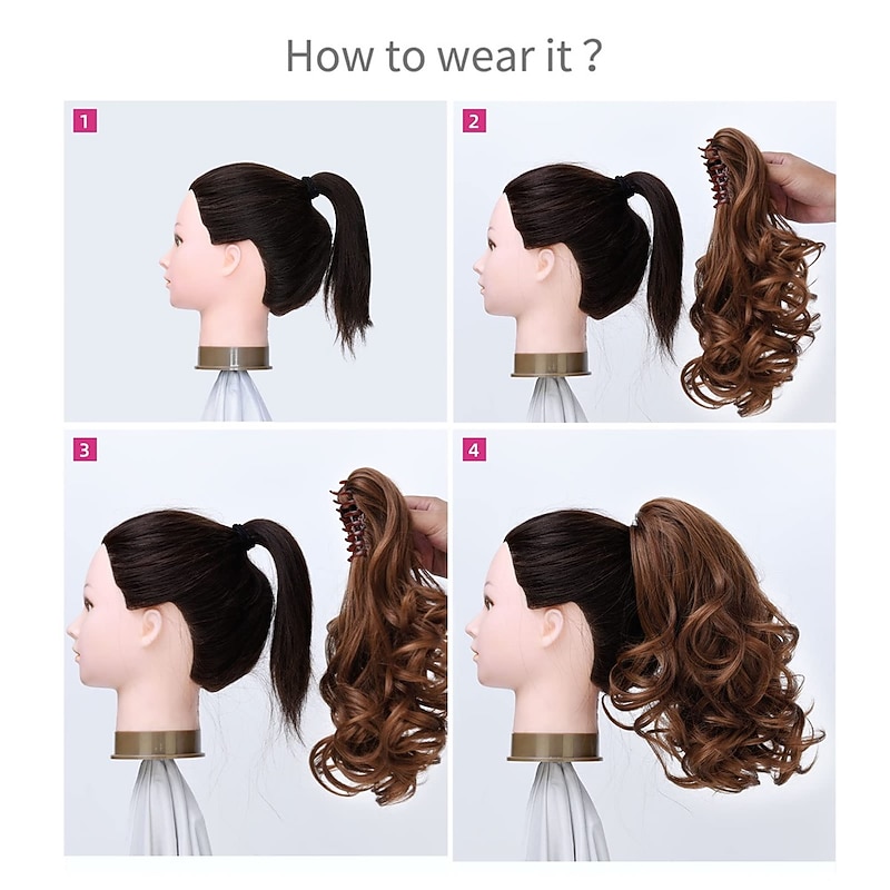 Clip in PonytailClip Claw Blonde Ponytails Extension Wavy 14 4.3 OZ Black Hair Extensions Synthetic SYXLCYGG Fake Hair pieces white Women Girl 12 16 20 Curly 22 Straight Fluffy&not Tangled4