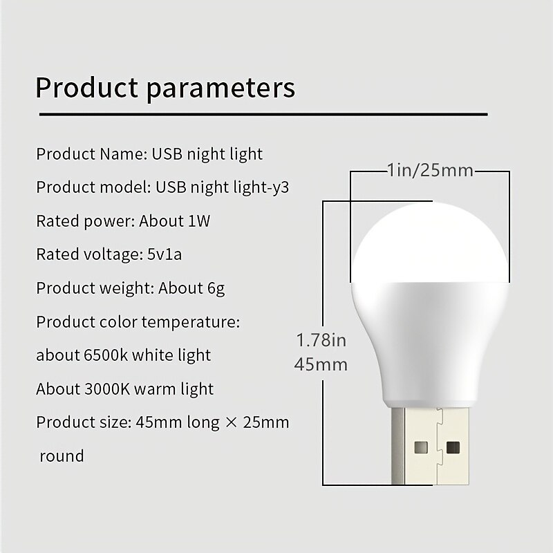 Portable Mini USB Night Light Eye Protection, Emergency Light Mobile Power Light, USB Lights By Night Plug-in Bulb For Bedroom, Bathroom, Nursery, Hallway, Outdoor Camping Reading Sleeping3