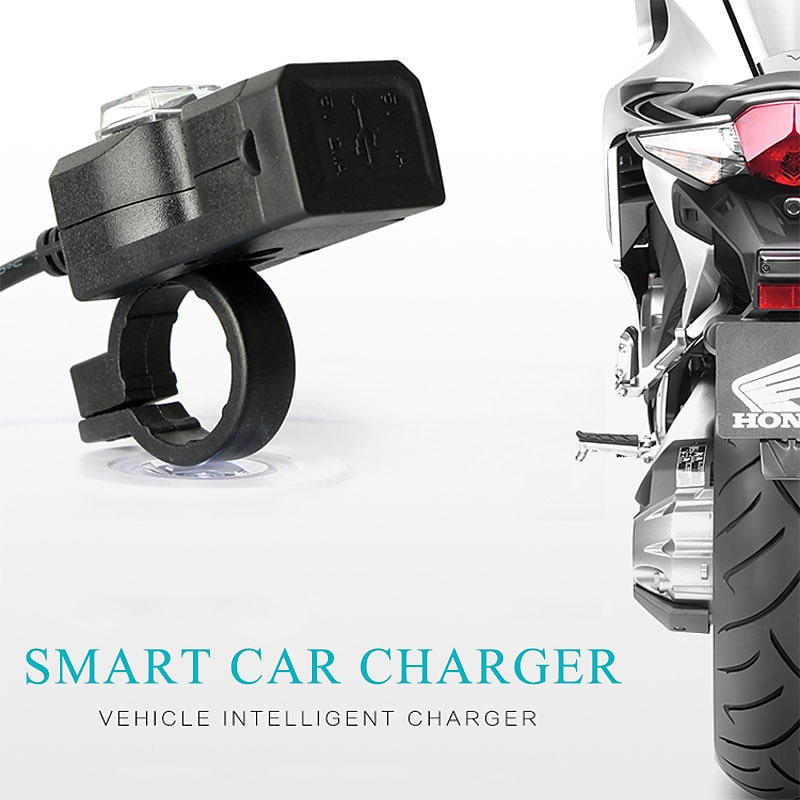 Universal Dual USB Port 12V Waterproof Motorbike Motorcycle Handlebar Charger 5V 1A/2.1A Adapter Power Adapter for Mobile Phone