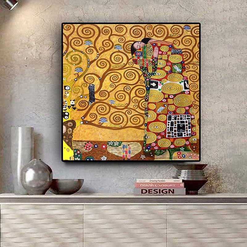 Gustav Klimt the Fulfillment Reproduction Oil Painting on Canvas Posters and Prints Scandinavian Wall Picture for Living Room