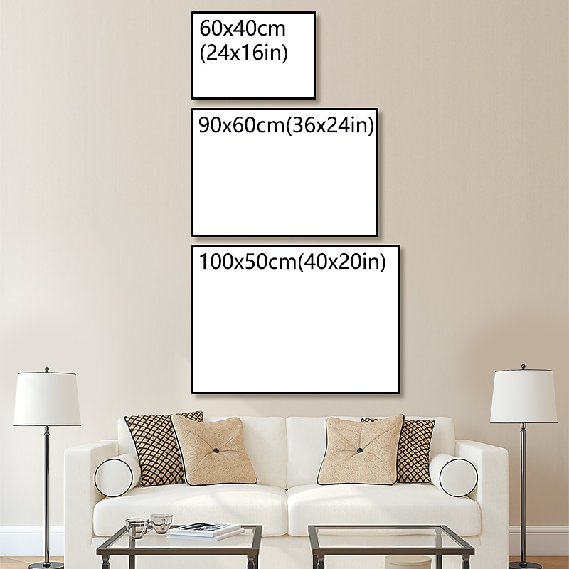 Oil Painting Hand Painted Horizontal Panoramic Abstract Floral / Botanical Modern Stretched Canvas2