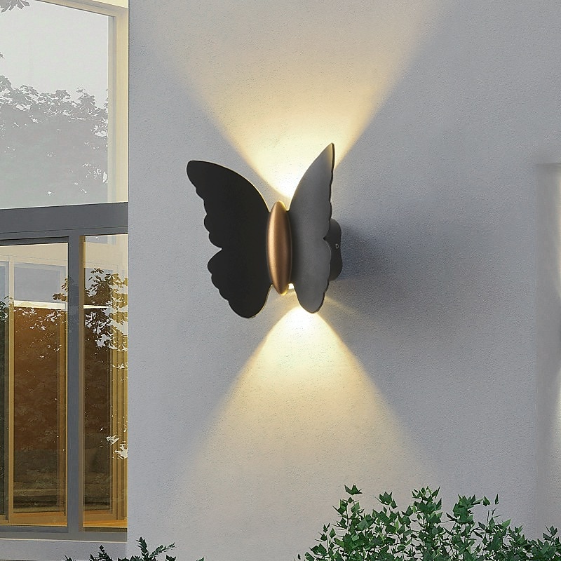 Wall lamp Outdoor Wall Light Butterfly Design 3000K 10W IP65 Waterproof Up and Down Light Modern Minimalist Aisle Stairs Courtyard gate Super Bright led Outdoor Wall Light Warm White