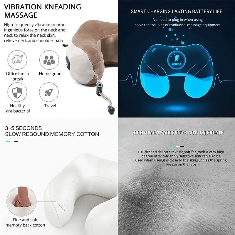 Electric Neck Massager U-shaped Pillow Multifunctional Portable Shoulder Neck Massager Travel Home Car Relaxing Massage Pillow4