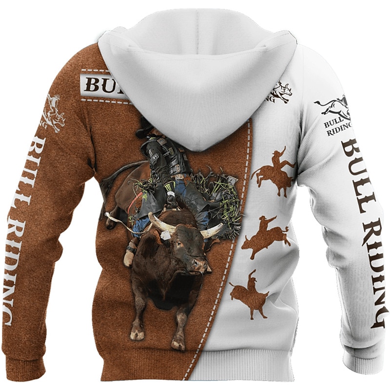 Men's Cow Graphic Prints Hoodie Hoodies Sweatshirt Streetwear Designer Long Sleeve Hooded Daily Sports Brown Print Spring & Summer Designer2