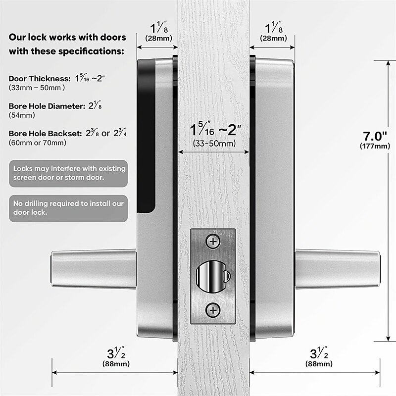 Smart 5 In 1 Door Lock With Handle Biometric Technology Storage Memory Function 7