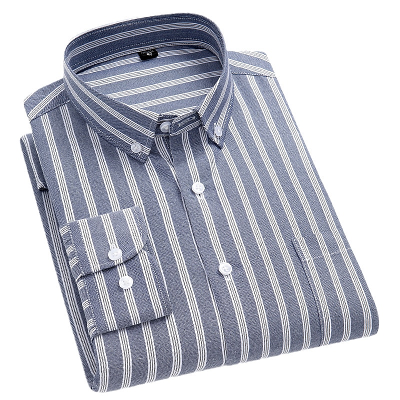 Men's Dress Shirt Striped Shirt Non Iron Shirt Oxford Shirt Stripe Wedding Vacation grey blue Yellow Light Green Blue Long Sleeve Turndown All Seasons Clothing Apparel Button-Down2