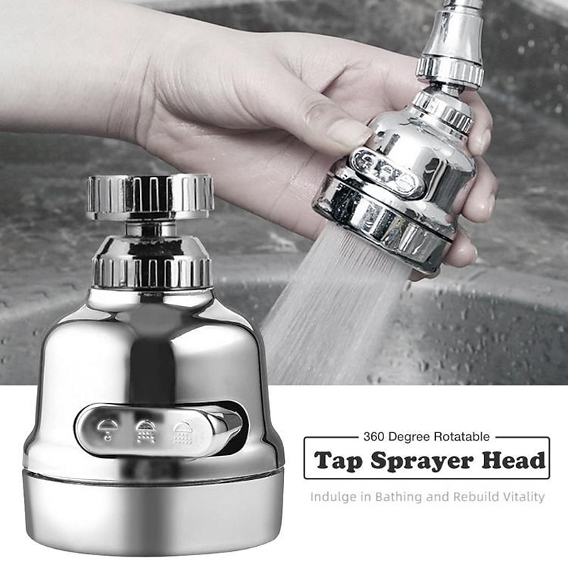 Kitchen Faucet Head Replacement 3 Mode, 360 Kitchen Sink Faucet Aerator Sprayer Attachment, Tap Accessories Water Saving Extend Nozzle Connect Adapter4