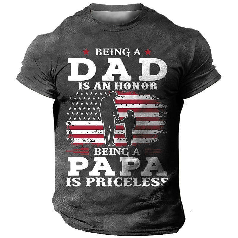 Men's Graphic National Flag T Shirt Dad T Shirt Short Sleeve T shirt 3D Print Crew Neck Shirt Vintage Designer Papa T Shirts Outdoor Daily Sports Black Red Blue Spring & Summer Clothing Apparel S M L4