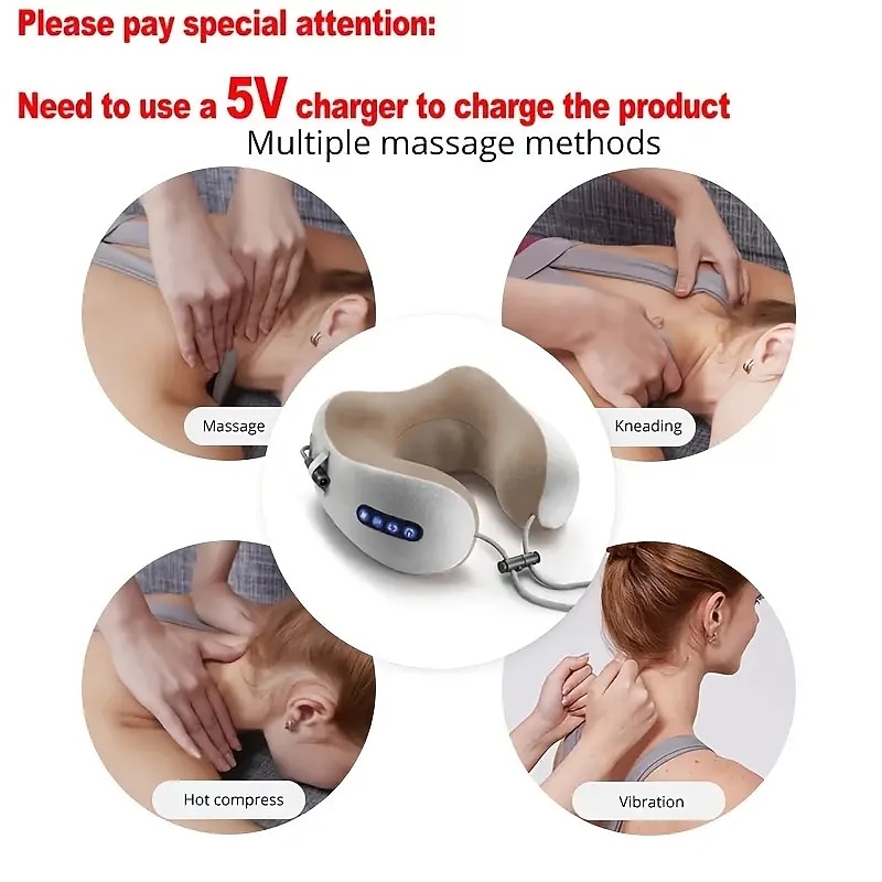 Electric Neck Massager U-shaped Pillow Multifunctional Portable Shoulder Neck Massager Travel Home Car Relaxing Massage Pillow2