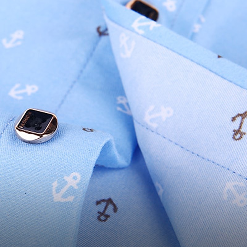 Men's Dress Shirt Non Iron Shirt Stretch Plaid / Striped / Chevron / Round Wedding Office & Career Light Pink Light Blue Black White Turndown Spring & Summer All Seasons Clothing Apparel3