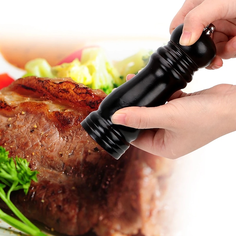 Kitchen Wooden Pepper Salt Mill Shaker Pepper Grinder Gadget Cooking Meat Restaurants Hand Movement Manual Pepper Mills2