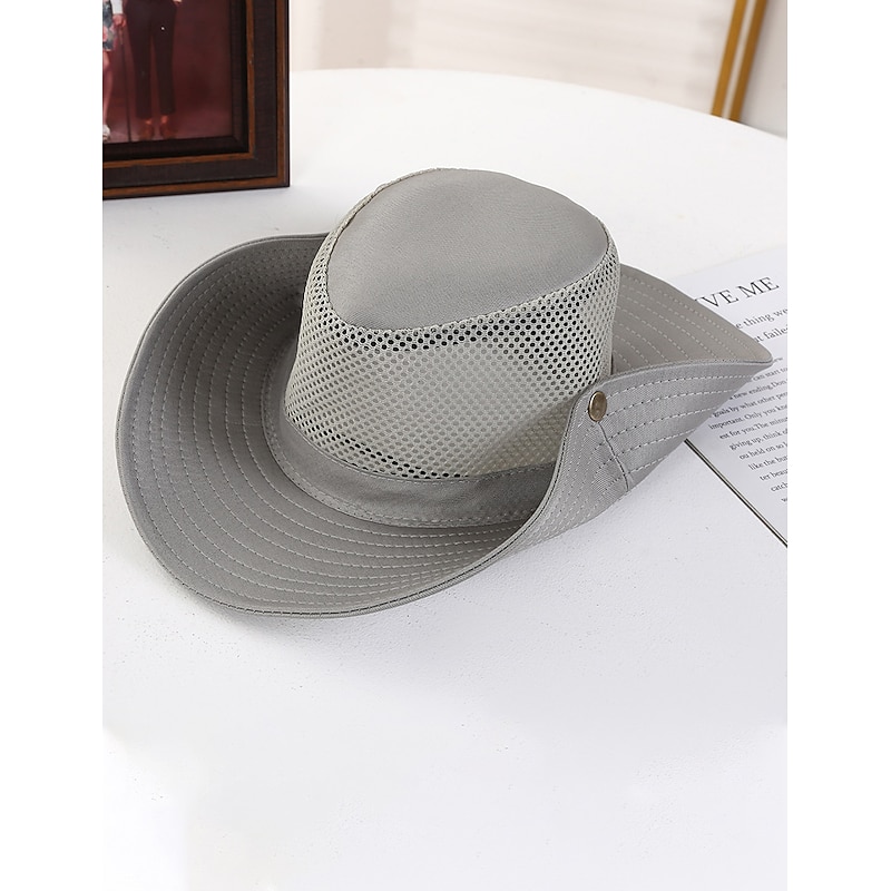 Men's Bucket Hat Sun Hat Fishing Hat Boonie hat Hiking Hat Black Dark Navy Cotton Mesh Wide Brim Stylish Casual Daily Outdoor clothing Holiday Plain UV Sun Protection Sunscreen3