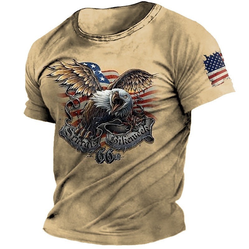 Men's Graphic Motorcycle T Shirt Distressed T Shirt Short Sleeve T shirt 3D Print Crew Neck Shirt Vintage Fashion Designer Outdoor Daily Sports Blue Brown Green Spring & Summer Clothing Apparel S M L4