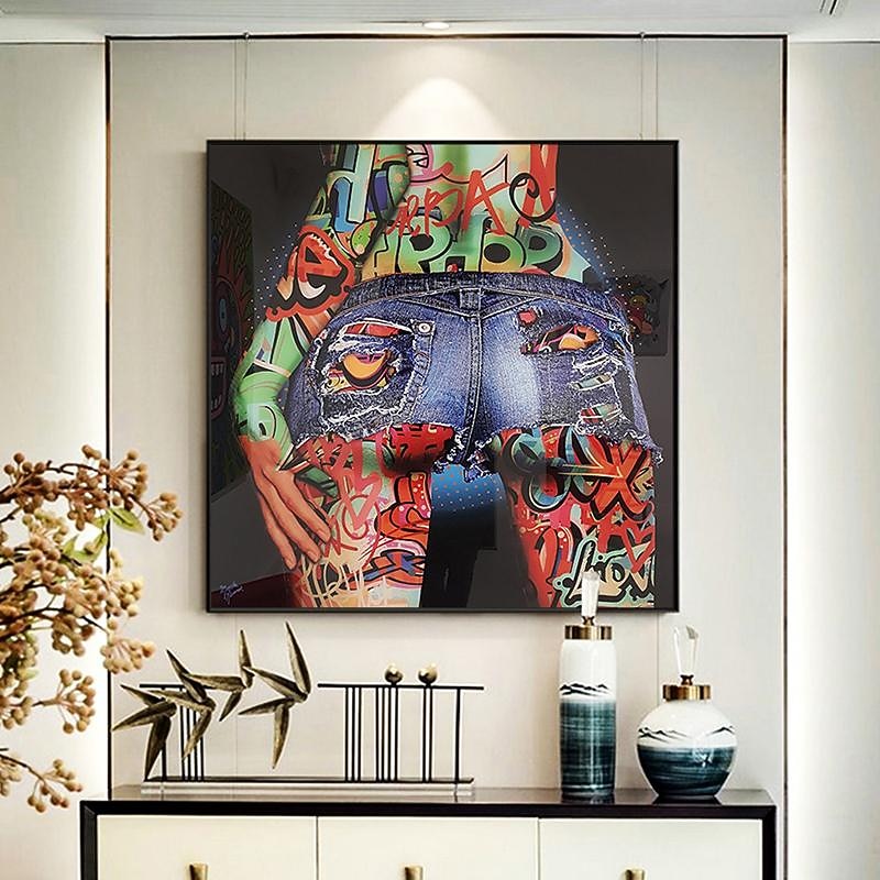 People Wall Art Canvas Sexy Ass Prints Painting Artwork Picture Pop Graffiti Colorful Home Decoration Décor Rolled Canvas No Frame Unframed Unstretched4