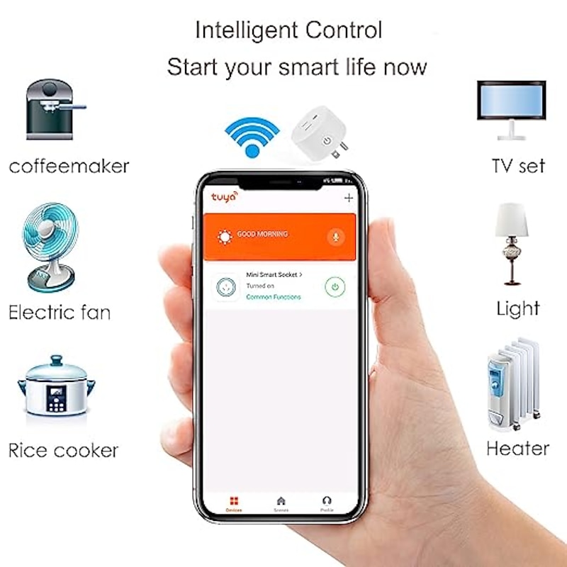 Tuya WiFi Smart Plug Works with Alexa Google for Voice Control Mini Smart Outlet Plug with Timer Function No Hub Required3