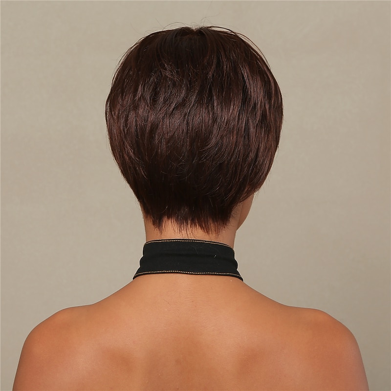 Human Hair Wigs with Bangs Full Machine Made Natural Hair Wig Short Straight Bob Wigs for Women Cheap Human Hair Wigs4