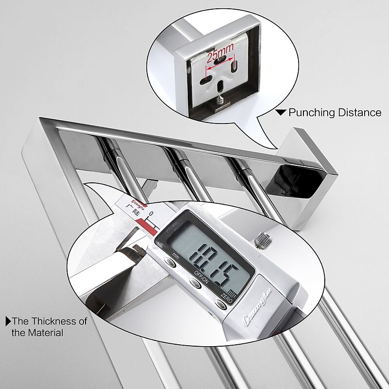 Wall Mounted Towel Bar Bathroom Towel Rail, SUS304 Stainless Steel 60cm Towel Rack Towel Holder, Modern Wall Mounted Clothes Holder Bathroom Towel Hanger3