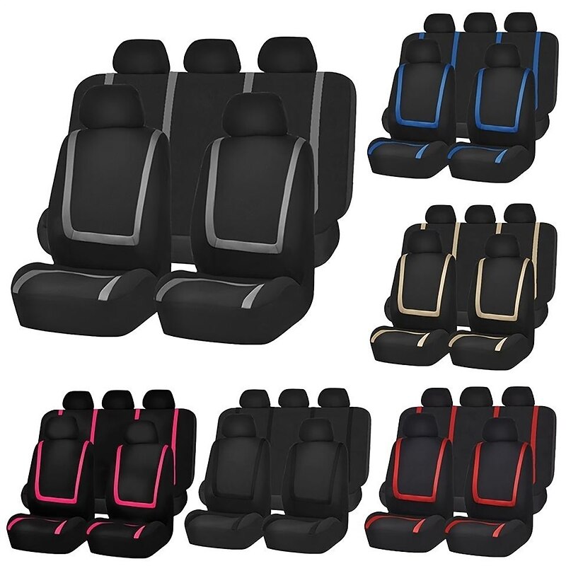 Universal Fit Car Seat Cover Full Set For Front And Rear 9 Pieces Pack Fit Most Cars