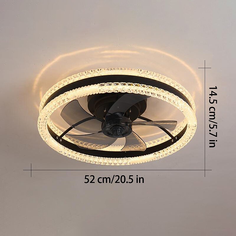 Ceiling Fan with Lights 19.7" Dimmable LED 3 Color 6 Speeds Timing Reversible Blades with Remote Control, Household Fan Chandelier, indoor Low Profile Flush Mount Ceiling Fan2