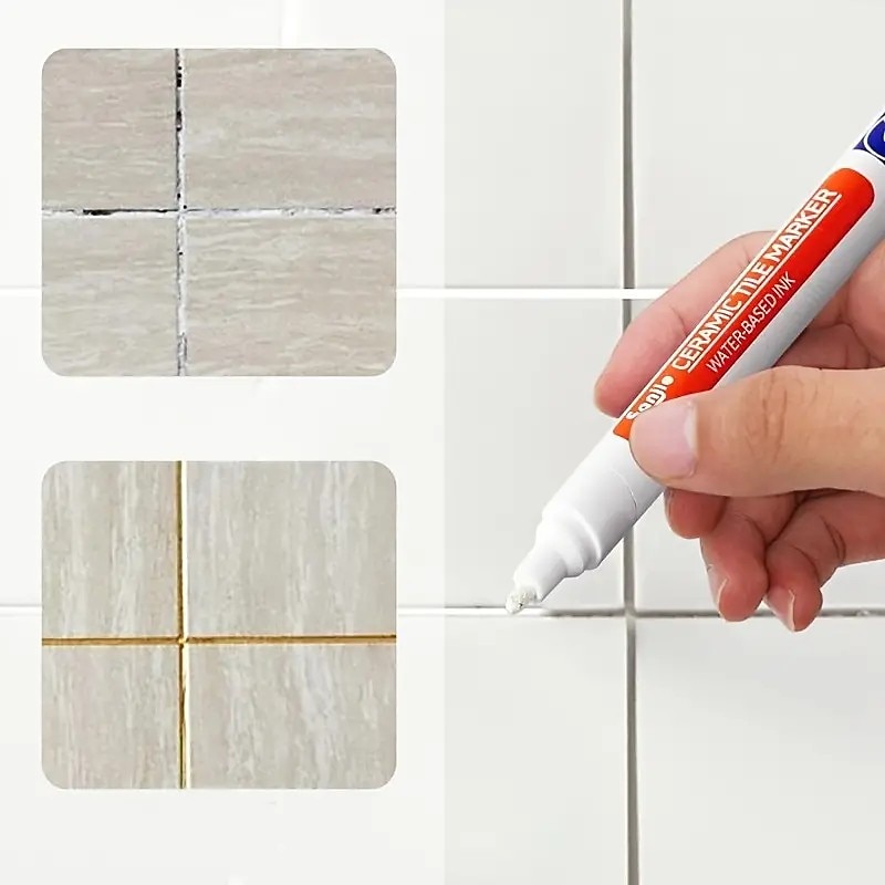 Effortlessly Repair and Refresh Your Tiles with this White Waterproof Grout Pen!