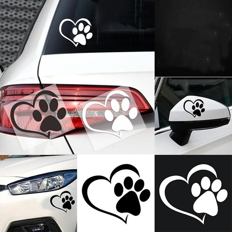 Reflective Love Heart Footprint Sticker Car Sticker Dog Paw Stickers Vinyl Decals Stickers For Cars Trucks Windows Walls Laptops Cute Decoration