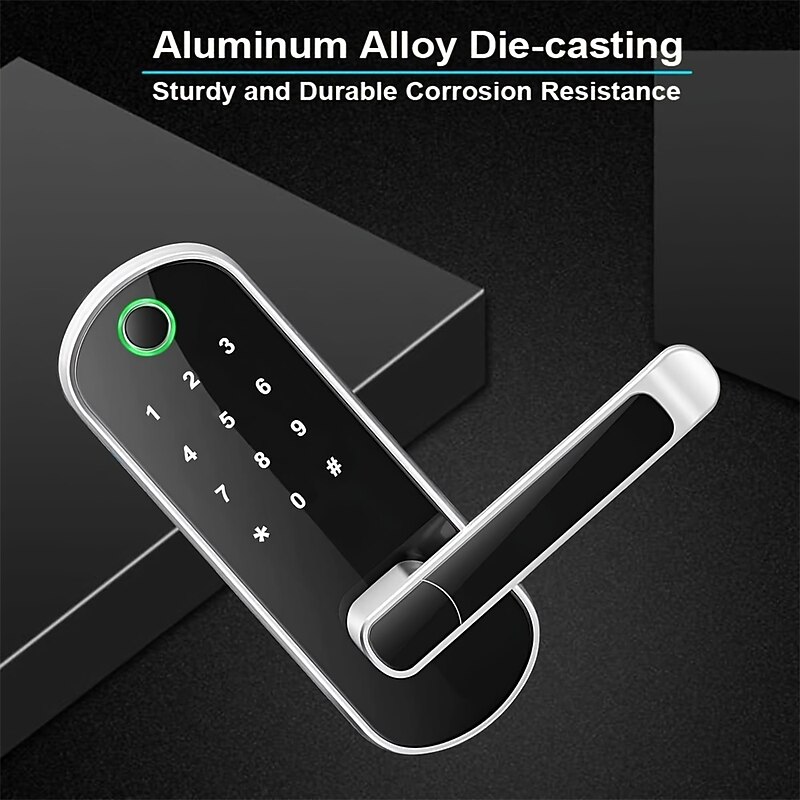 Smart 5 In 1 Door Lock With Handle Biometric Technology Storage Memory Function 8