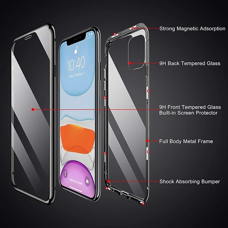 Phone Case For Samsung Galaxy S25 S24 S23 S22 S21 Ultra Plus Magnetic Adsorption Bumper Frame Magnetic Full Body Protective Solid Colored Tempered Glass Metal3