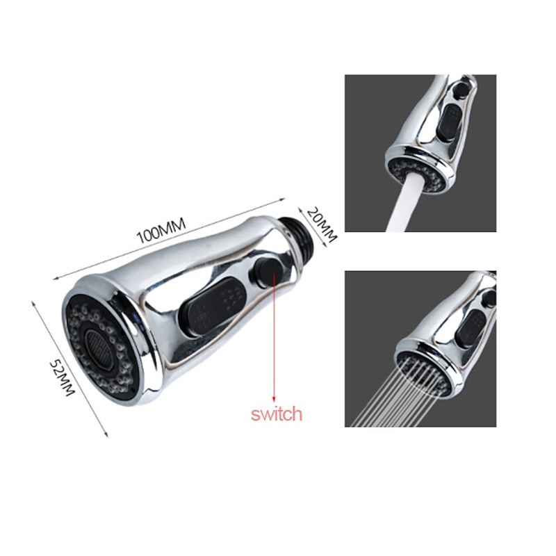 Kitchen Faucet Head Replacement Black Chrome, Pull Out Faucet Sprayer Head Nozzle Attachment Fittings Accessories, Aeration Spray Splash-proof Spout3